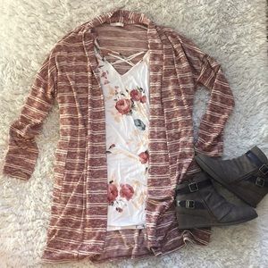 Rust and cream striped sweater